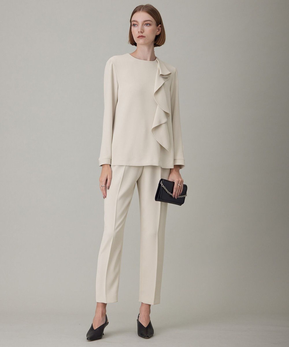 ICB L 【洗える】ライトダブルクロス フリルデザインブラウス 