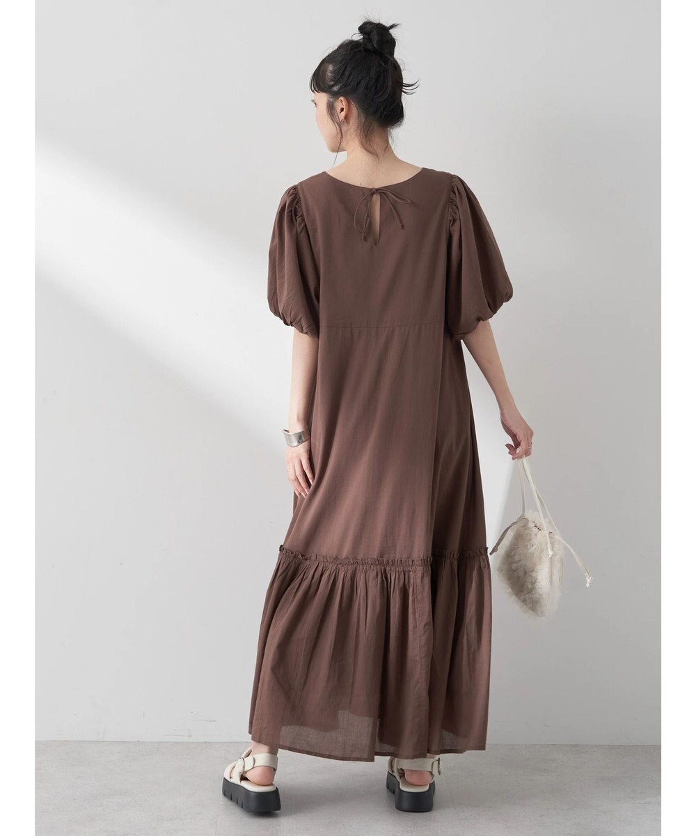 earth music&ecology コットンボイルパフスリーブワンピース 