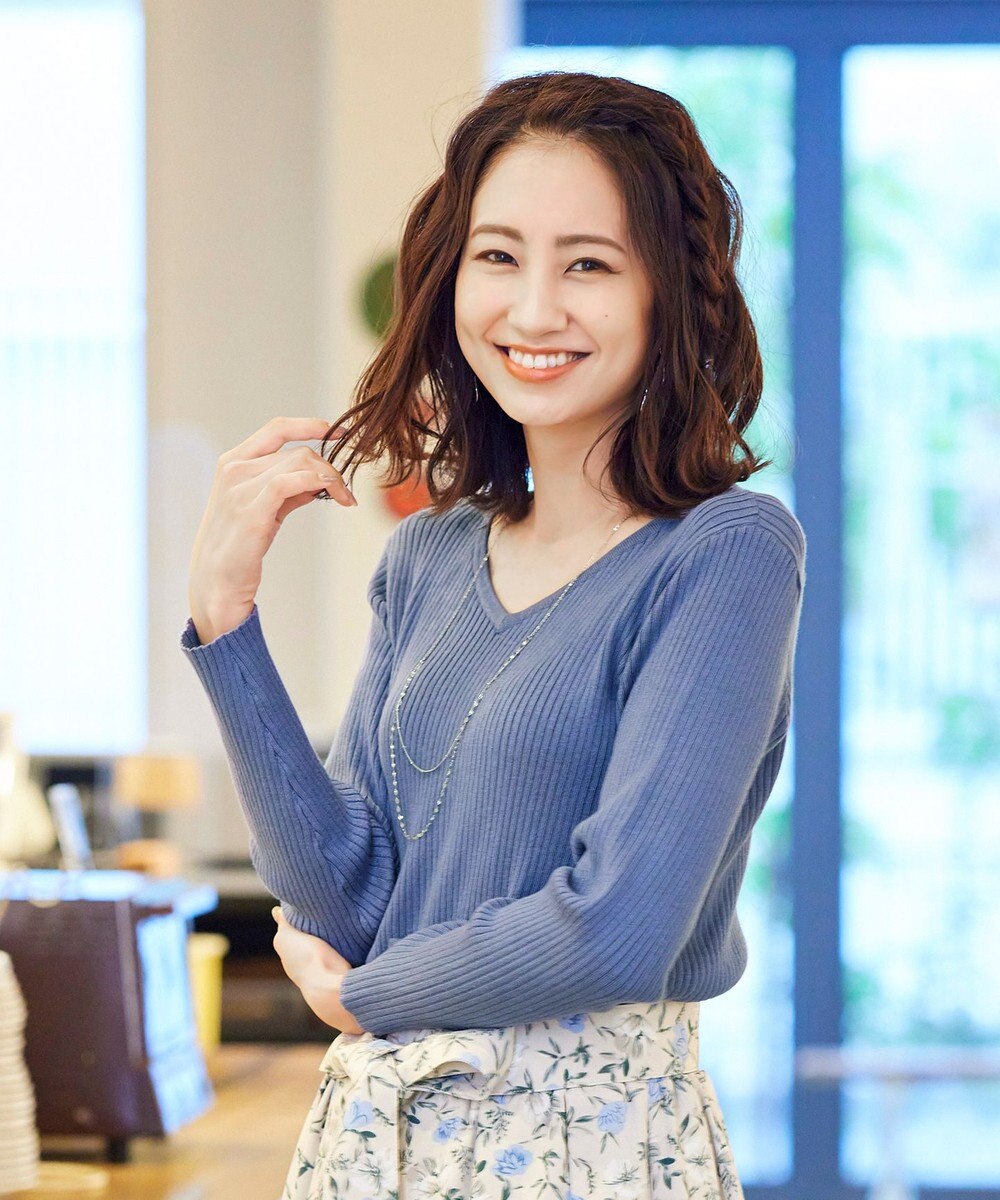 Tiaclasse 【洗える】異素材を組み合わせた花柄リブニットコンビワンピース 