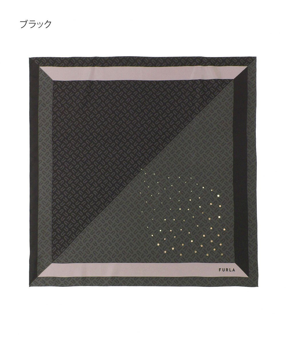 MOONBAT FURLA(フルラ)シルクツイル アーチロゴ スカーフ 65cm×65cm 