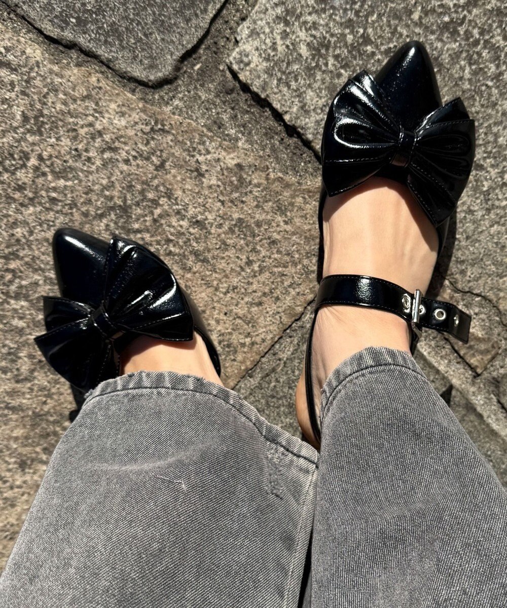 WEGO ダブルリボンポインテッドシューズ 