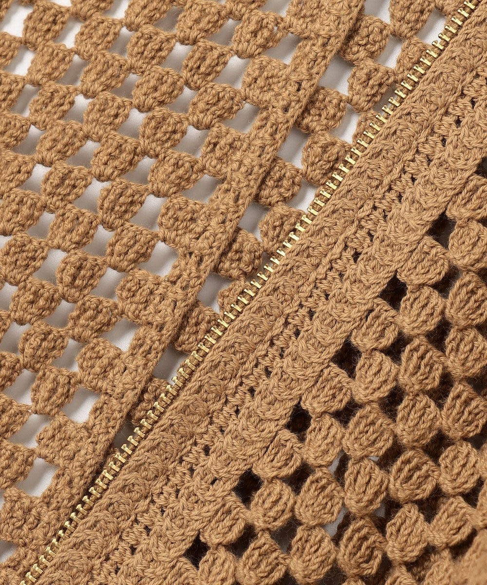 UNFILO L クロシェレースニット ZIPカーディガン 