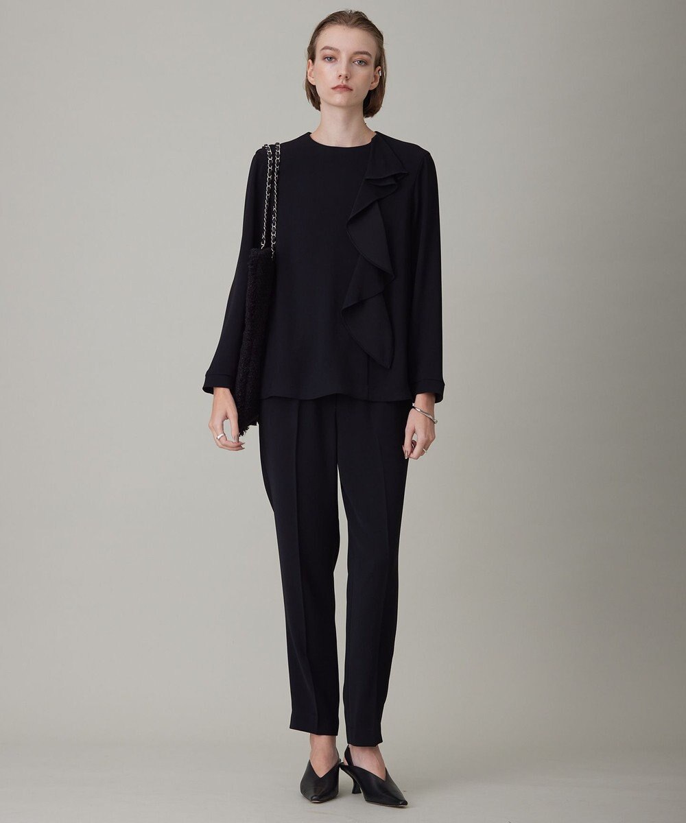 ICB L 【洗える】ライトダブルクロス フリルデザインブラウス 