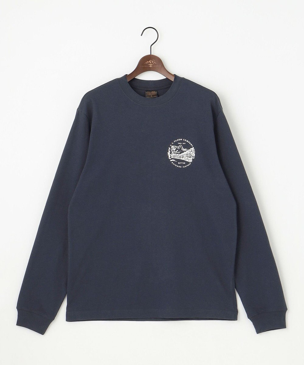 JOSEPH ABBOUD MOUNTAIN LONG SLEEVE FRONTIER GRAPPHIC T-SHIRT ネイビー 