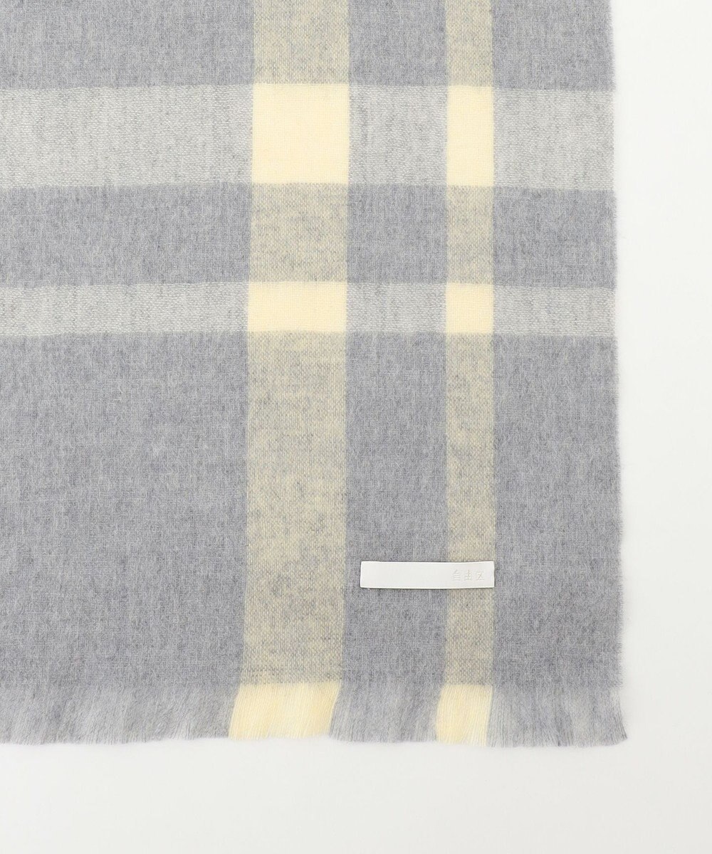 自由区 カシミヤビッグチェック ストール 