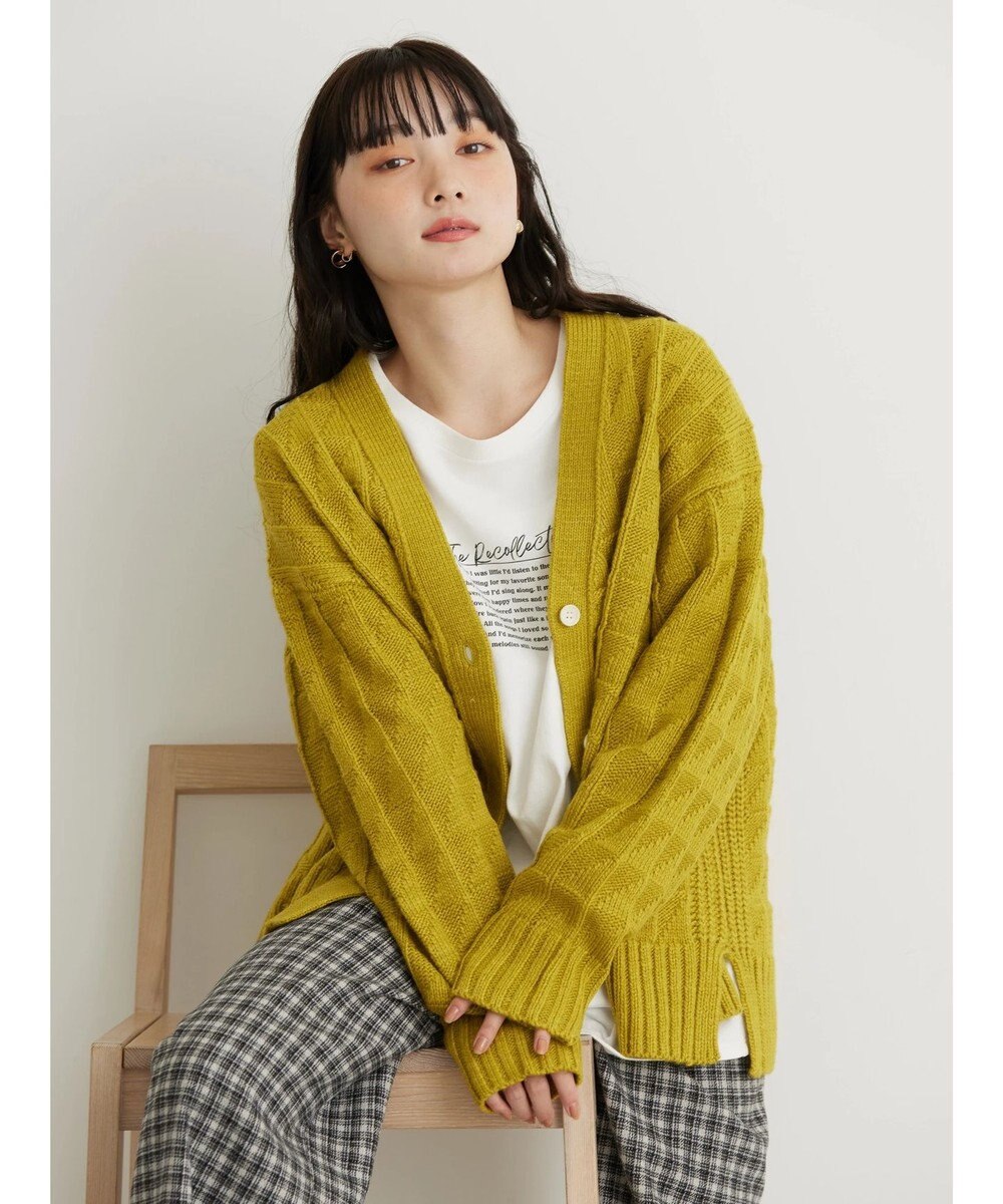 AMERICAN HOLIC スクエア柄Ｖネックニットカーディガン 