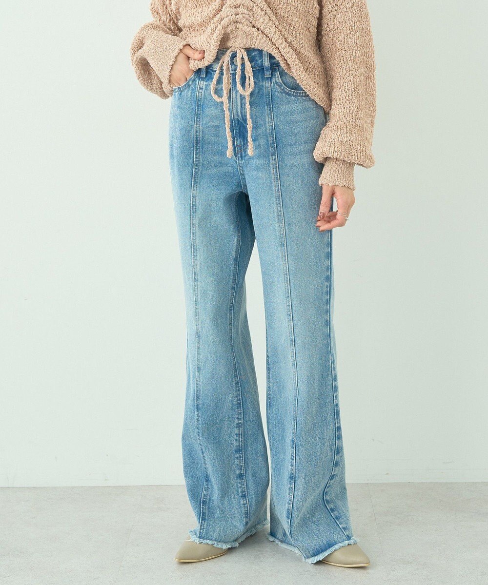 earth music&ecology フロントシームセミフレアデニムパンツ 