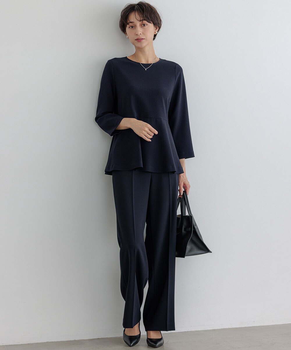 23区 【洗える】トリアセダブルジョーゼット ペプラム ブラウス 