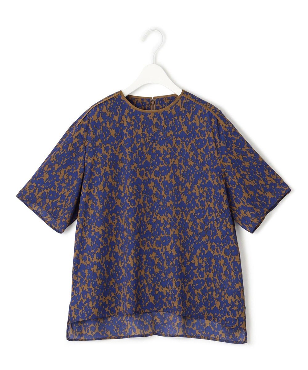 ICB 【洗える】シルエットフラワープリント Tブラウス 