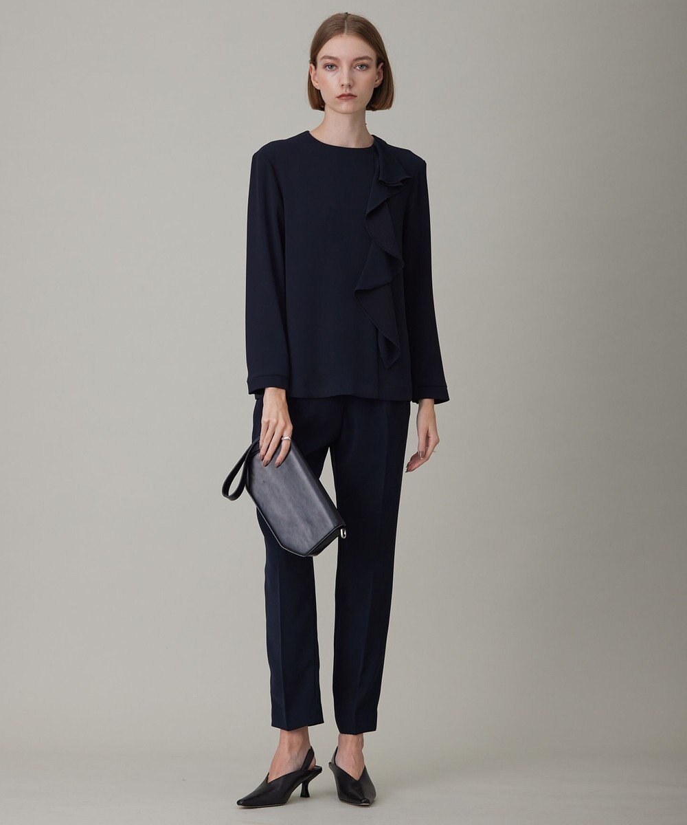 ICB L 【洗える】ライトダブルクロス フリルデザインブラウス 