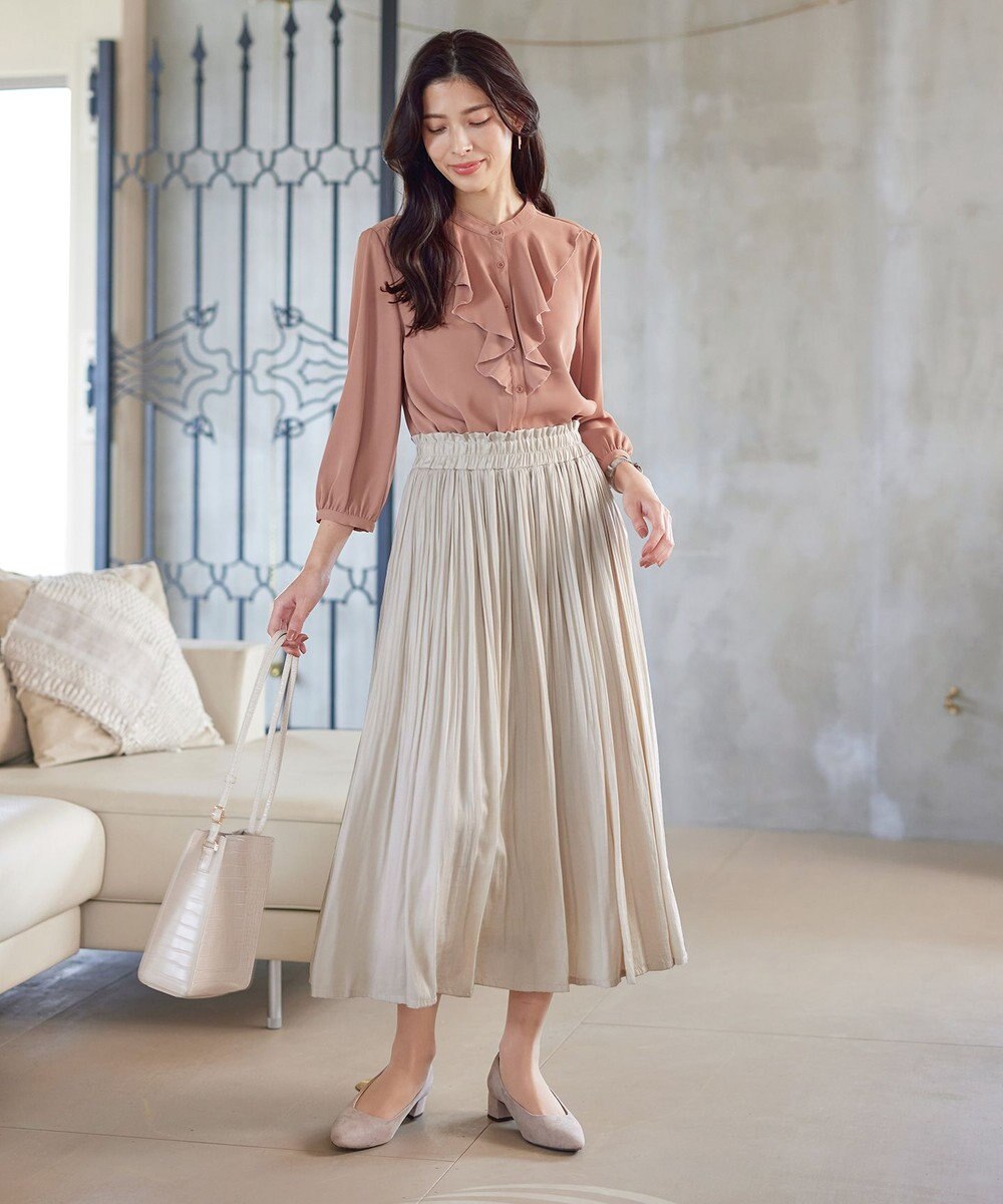 Tiaclasse 【安田美沙子さん着用・洗える】ヴィンテージサテンプリーツスカート 