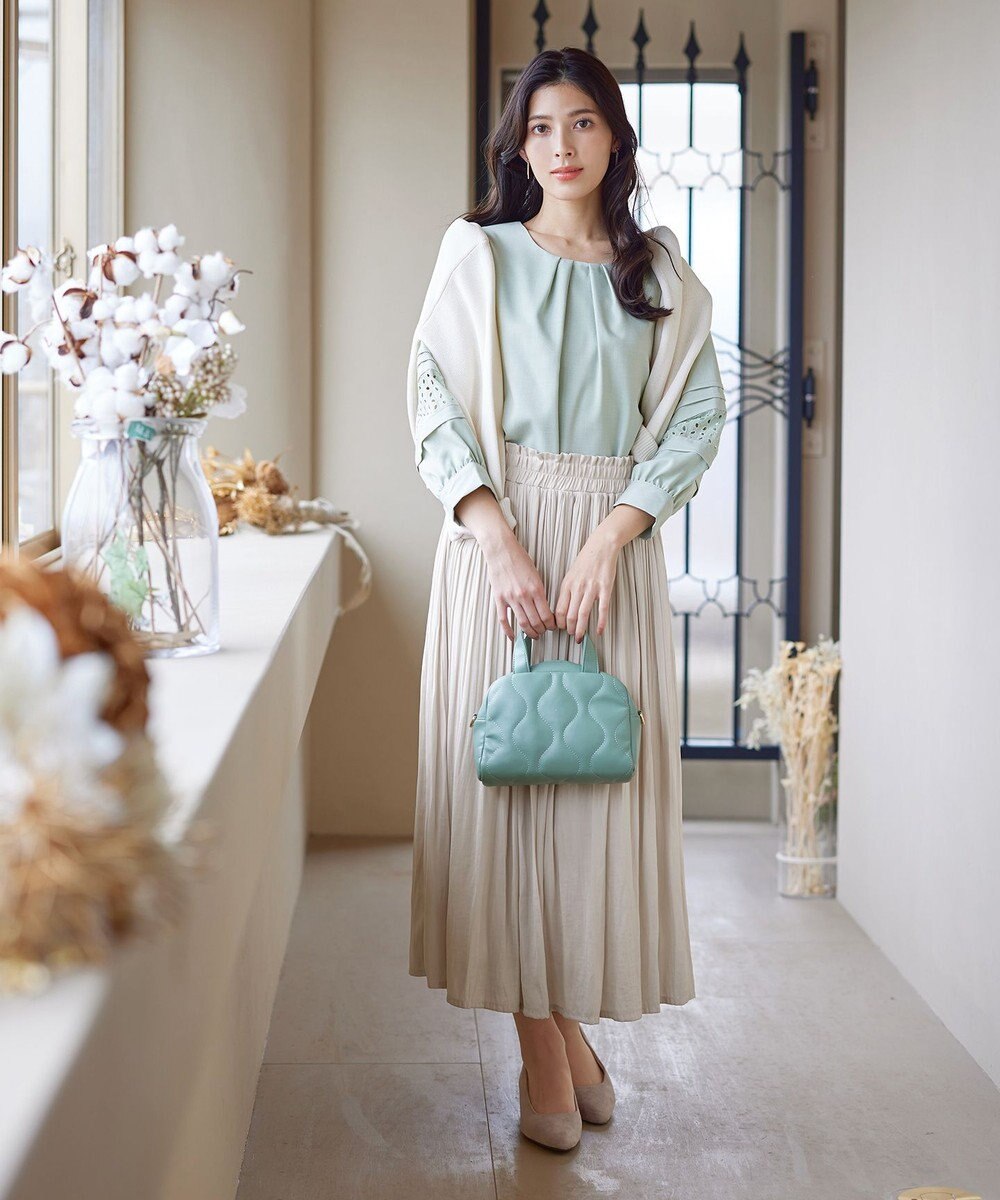 Tiaclasse 【安田美沙子さん着用・洗える】ヴィンテージサテンプリーツスカート 