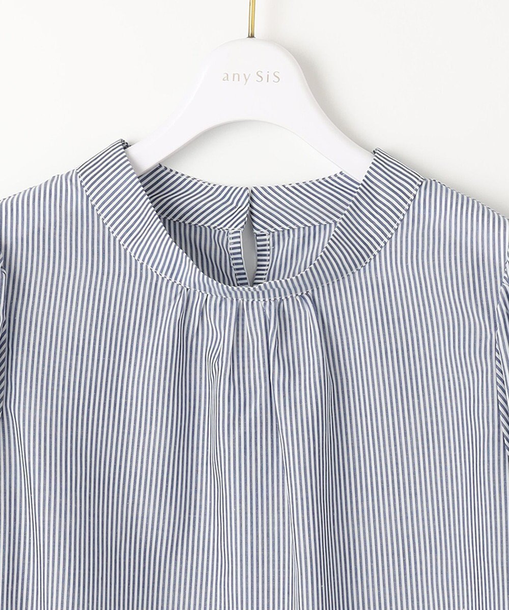 ANY SIS S 【洗える】フェイクパールストライプ ブラウス 