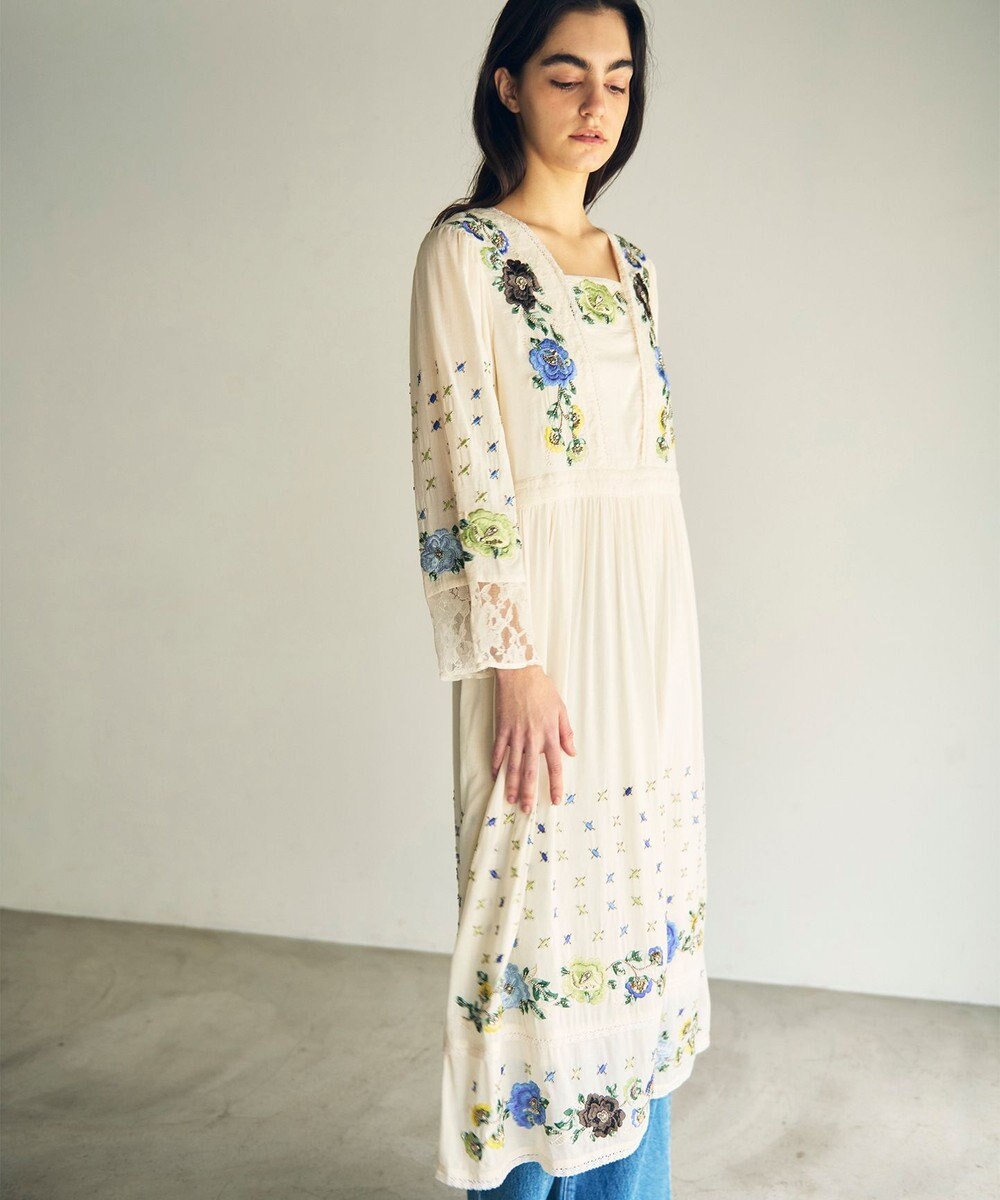 GRACE CONTINENTAL フラワー刺繍エスニックワンピース 
