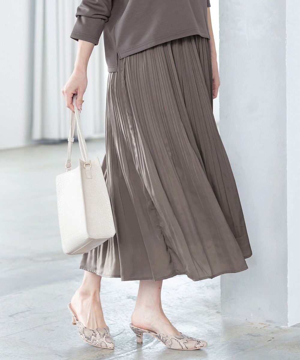 Tiaclasse 【安田美沙子さん着用・洗える】ヴィンテージサテンプリーツスカート 