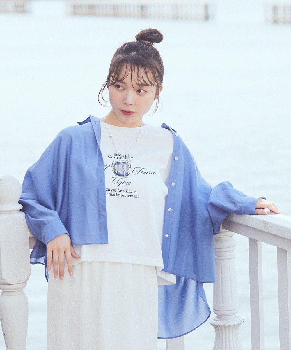 earth music&ecology ワイドシルエットシアーシャツ 