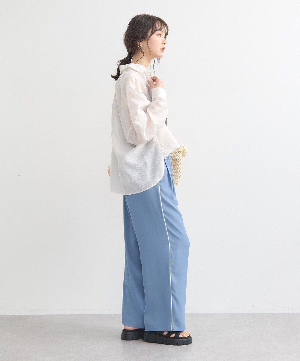 earth music&ecology ワイドシルエットシアーシャツ 