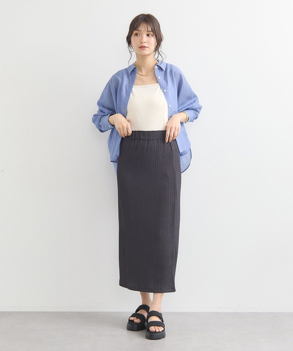 earth music&ecology ワイドシルエットシアーシャツ 