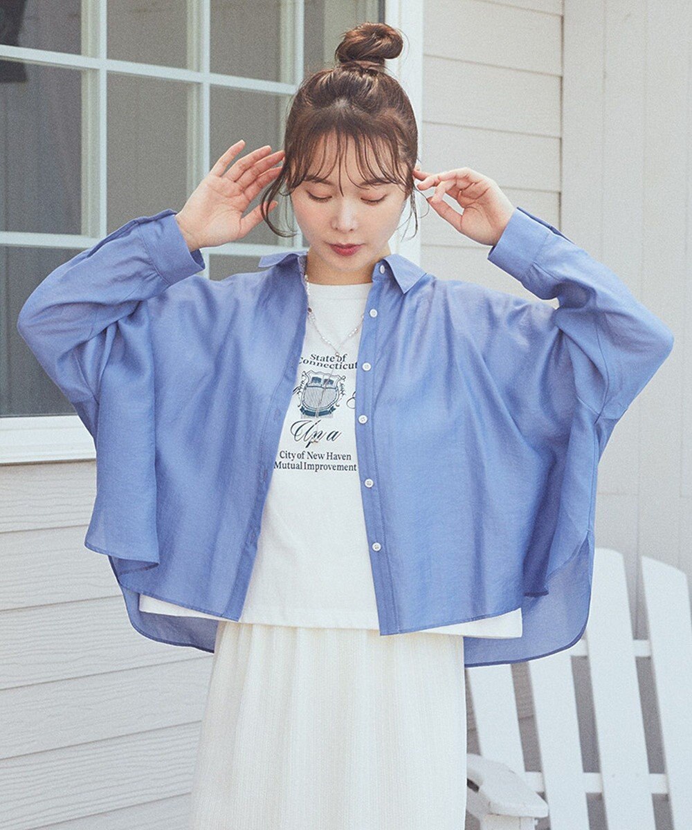 earth music&ecology ワイドシルエットシアーシャツ 