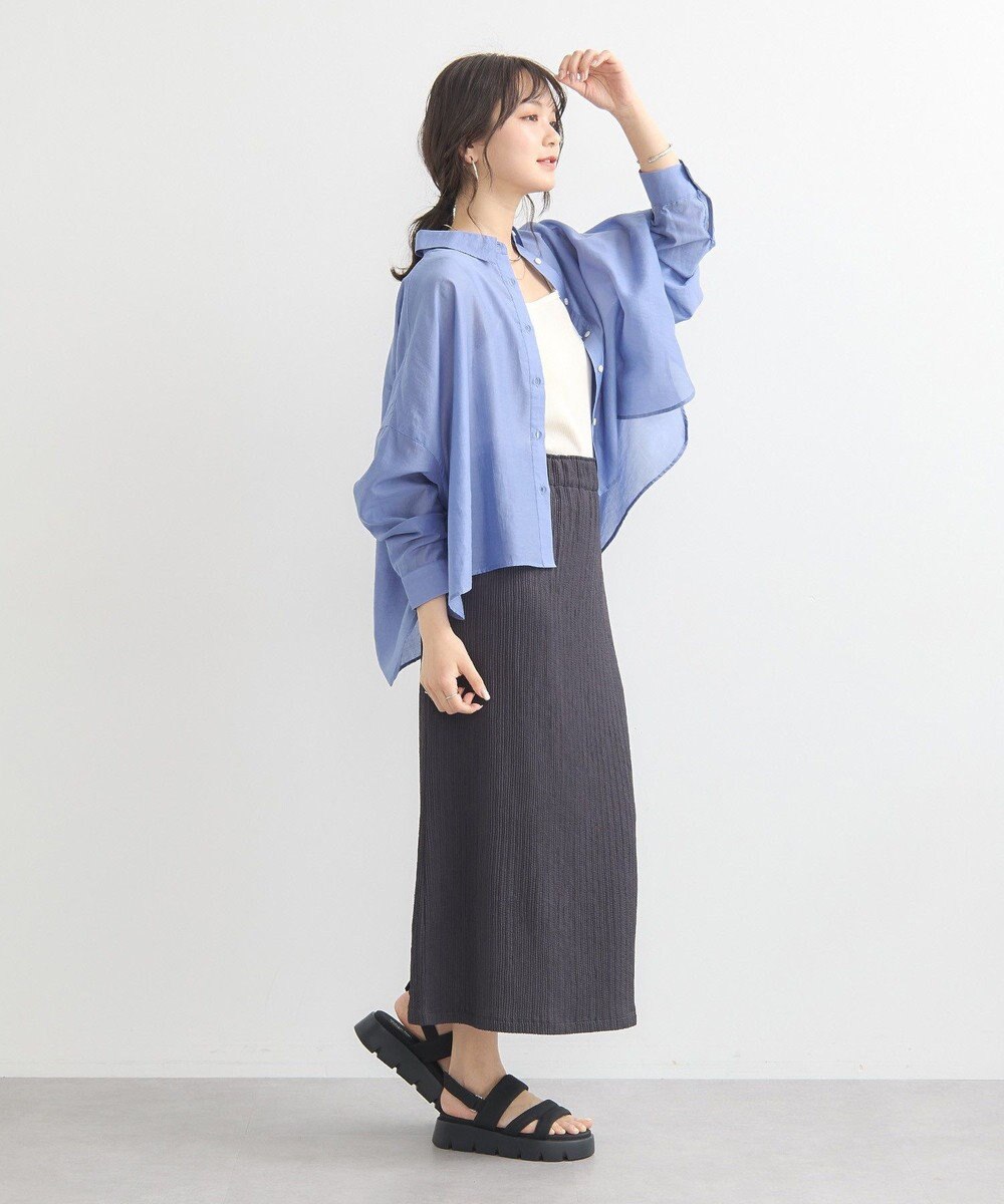 earth music&ecology ワイドシルエットシアーシャツ 