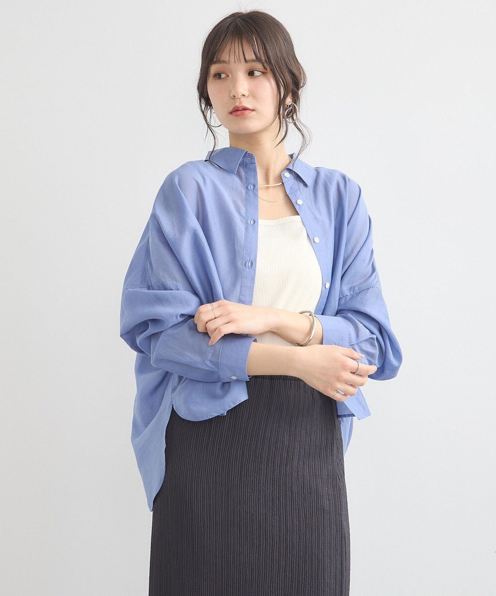 earth music&ecology ワイドシルエットシアーシャツ 