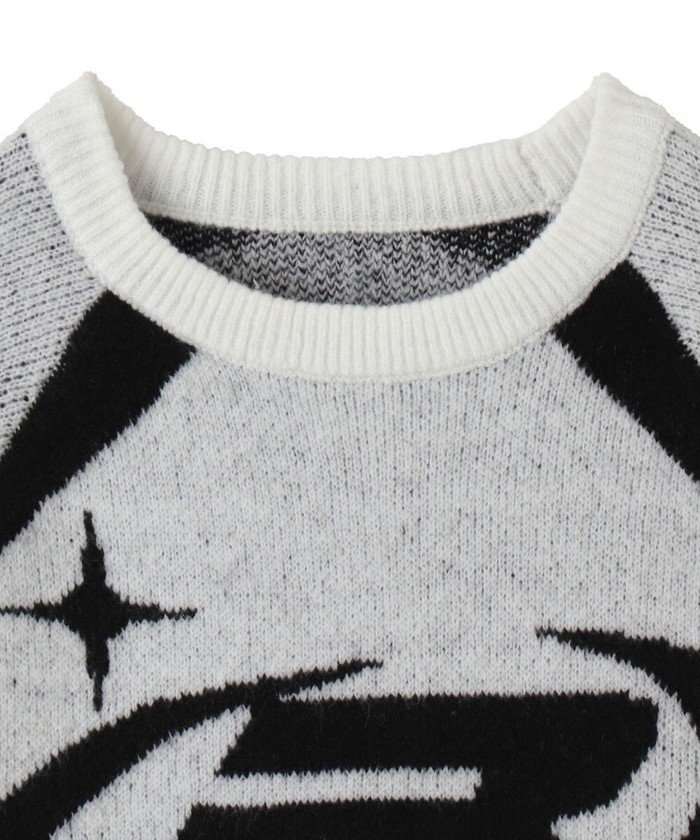 WEGO 配色スポーツグラフィックフラッフィーニットプルオーバー 