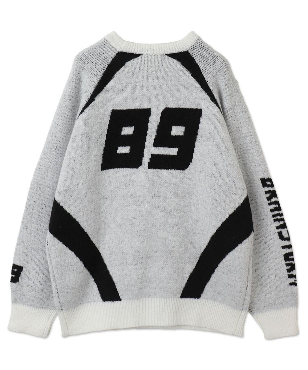 WEGO 配色スポーツグラフィックフラッフィーニットプルオーバー 