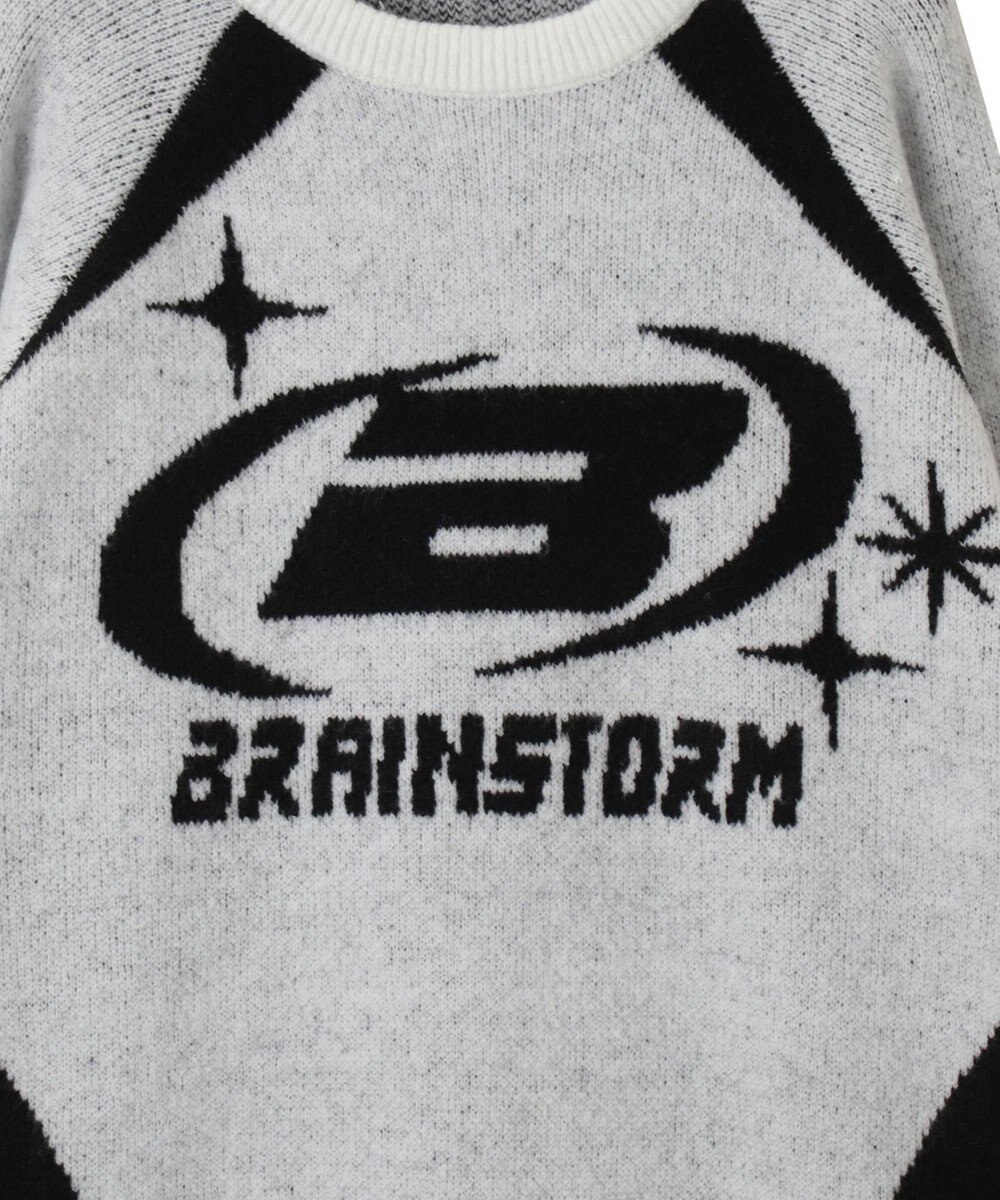 WEGO 配色スポーツグラフィックフラッフィーニットプルオーバー 