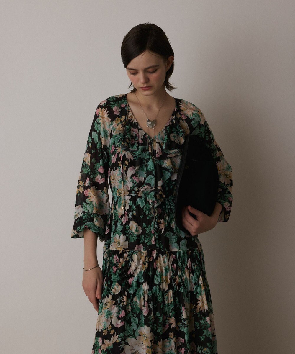 GRACE CONTINENTAL フラワープリントカフタンドレス 