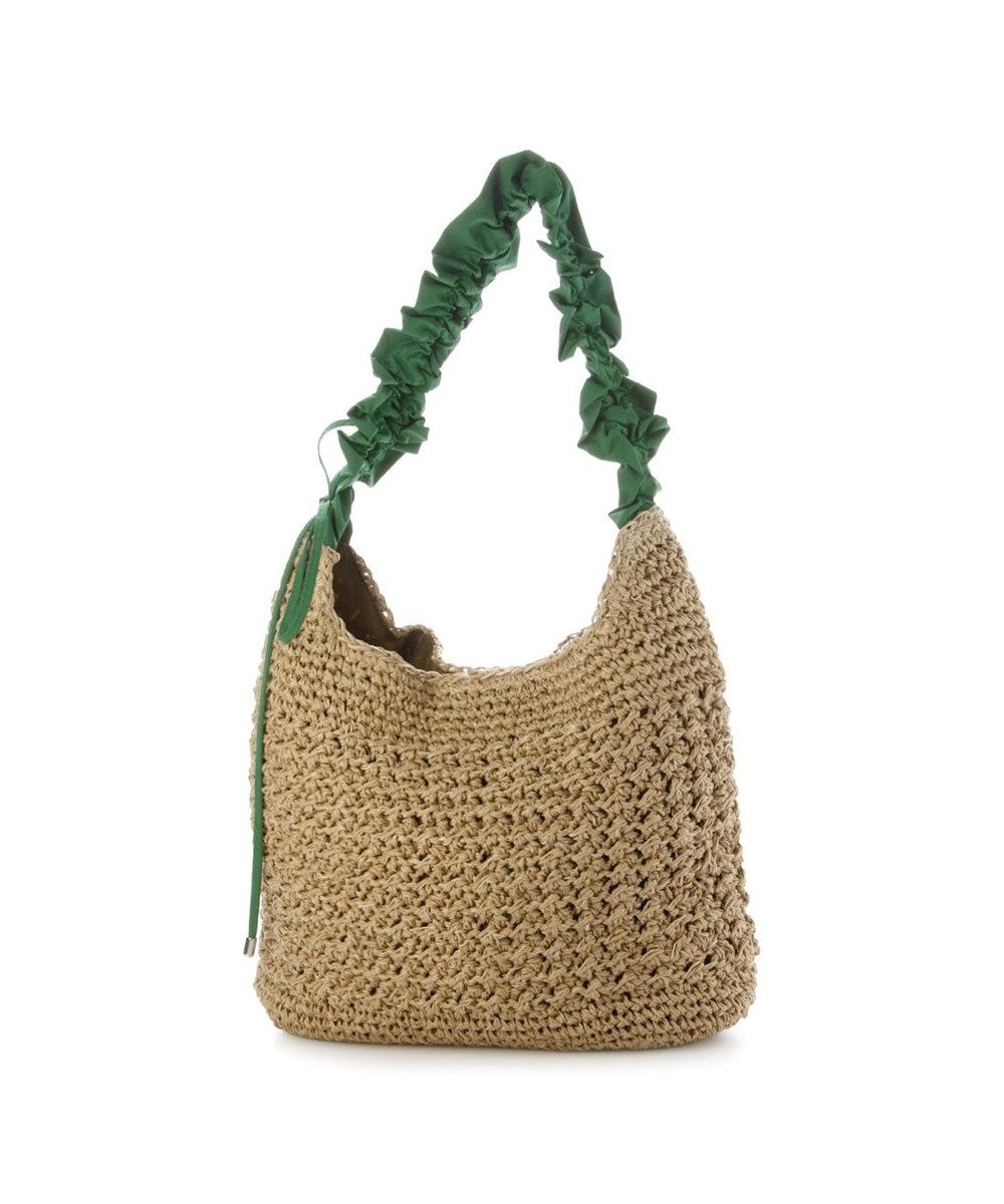 UNBILLION カシュカシュ cachecache / ドロストフリルハンドル地柄編みトート カゴバッグ 