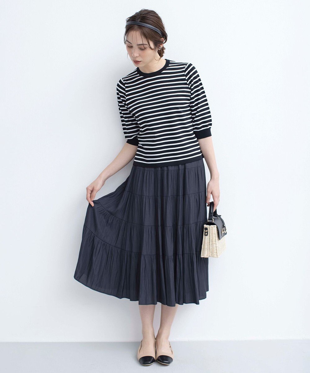 組曲 L ギャザーライトデシン ティアードスカート 