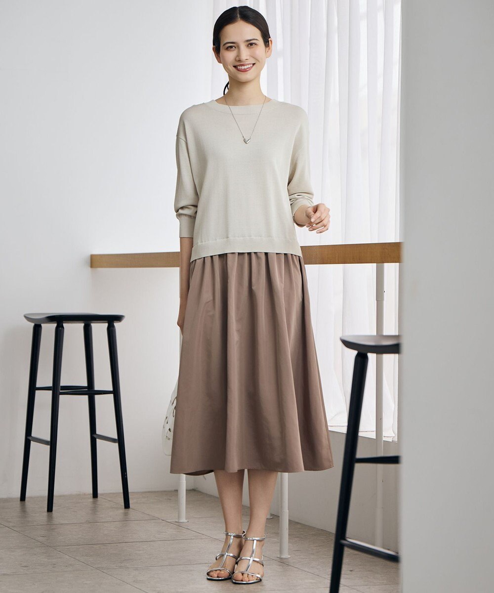 自由区 S 【人気異素材コンビの最新作・前後着用可】タフタコンビ ワンピース 