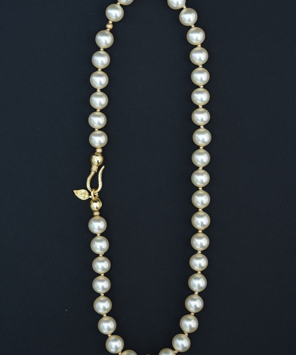 monshiro ラウンドガラスパールネックレス 