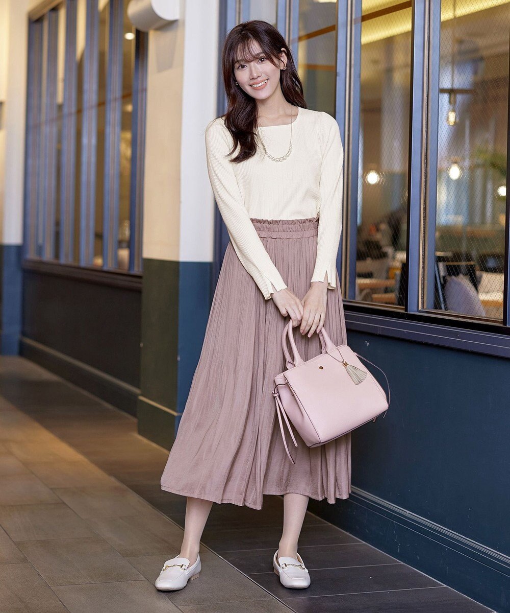 Tiaclasse 【安田美沙子さん着用・洗える】ヴィンテージサテンプリーツスカート 