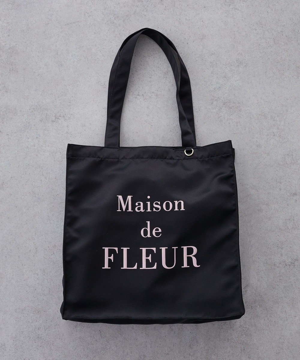 Maison de FLEUR ブランドロゴ発泡プリントスクエアトート 