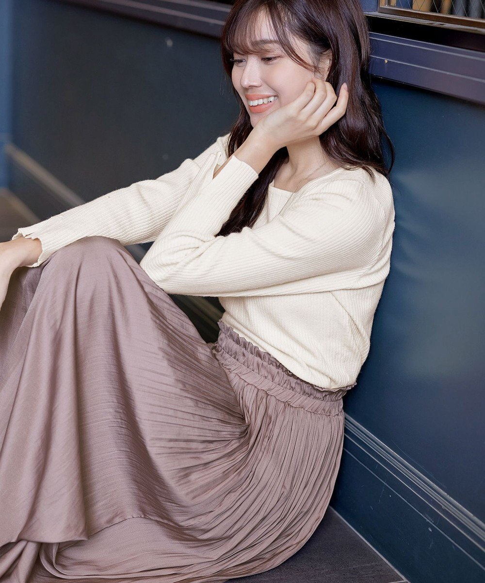 Tiaclasse 【安田美沙子さん着用・洗える】ヴィンテージサテンプリーツスカート 