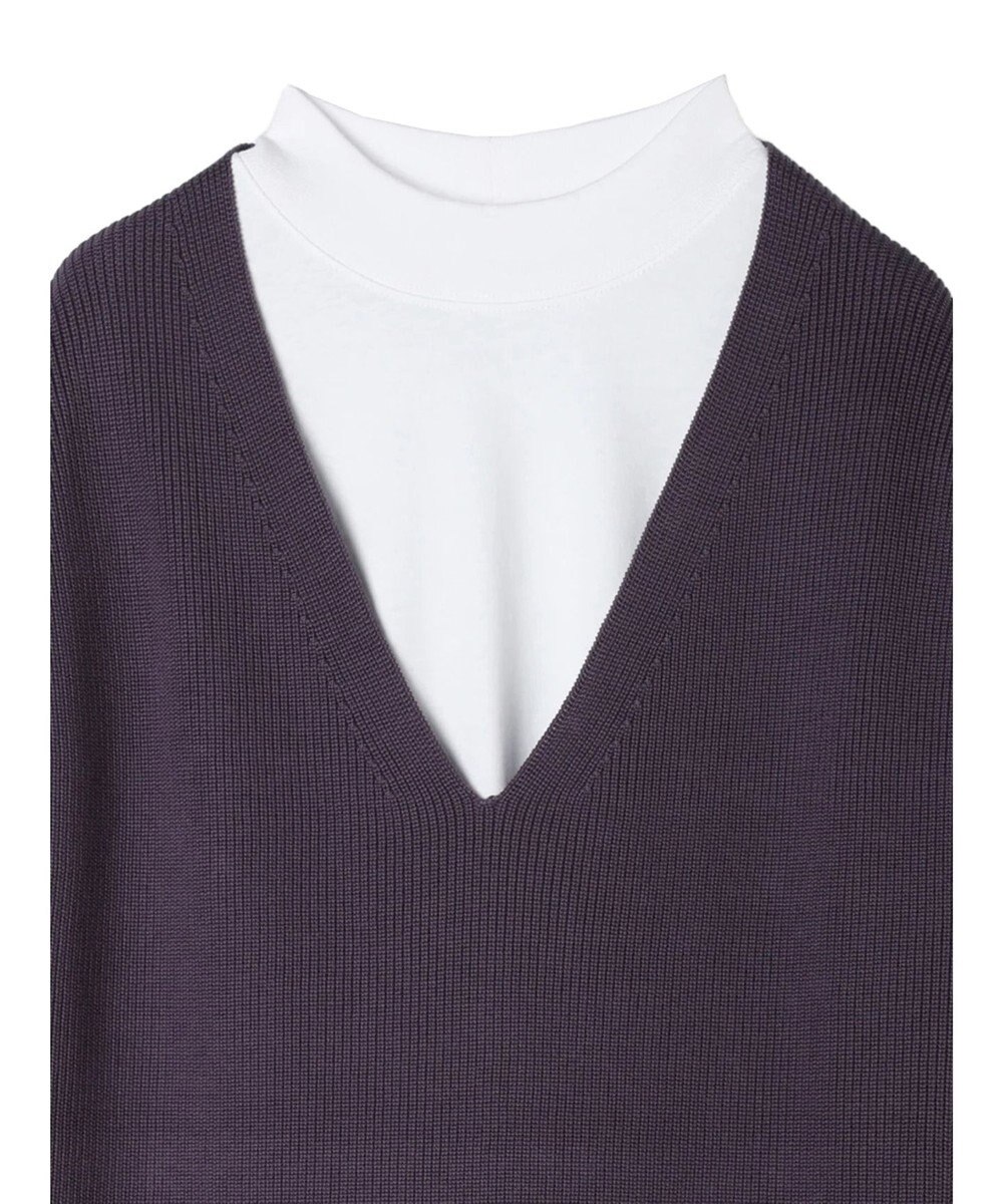 CRAFT STANDARD BOUTIQUE 【2点セット】洗える 60/2 14G片畦Vネックベスト+ロンTEE SET 