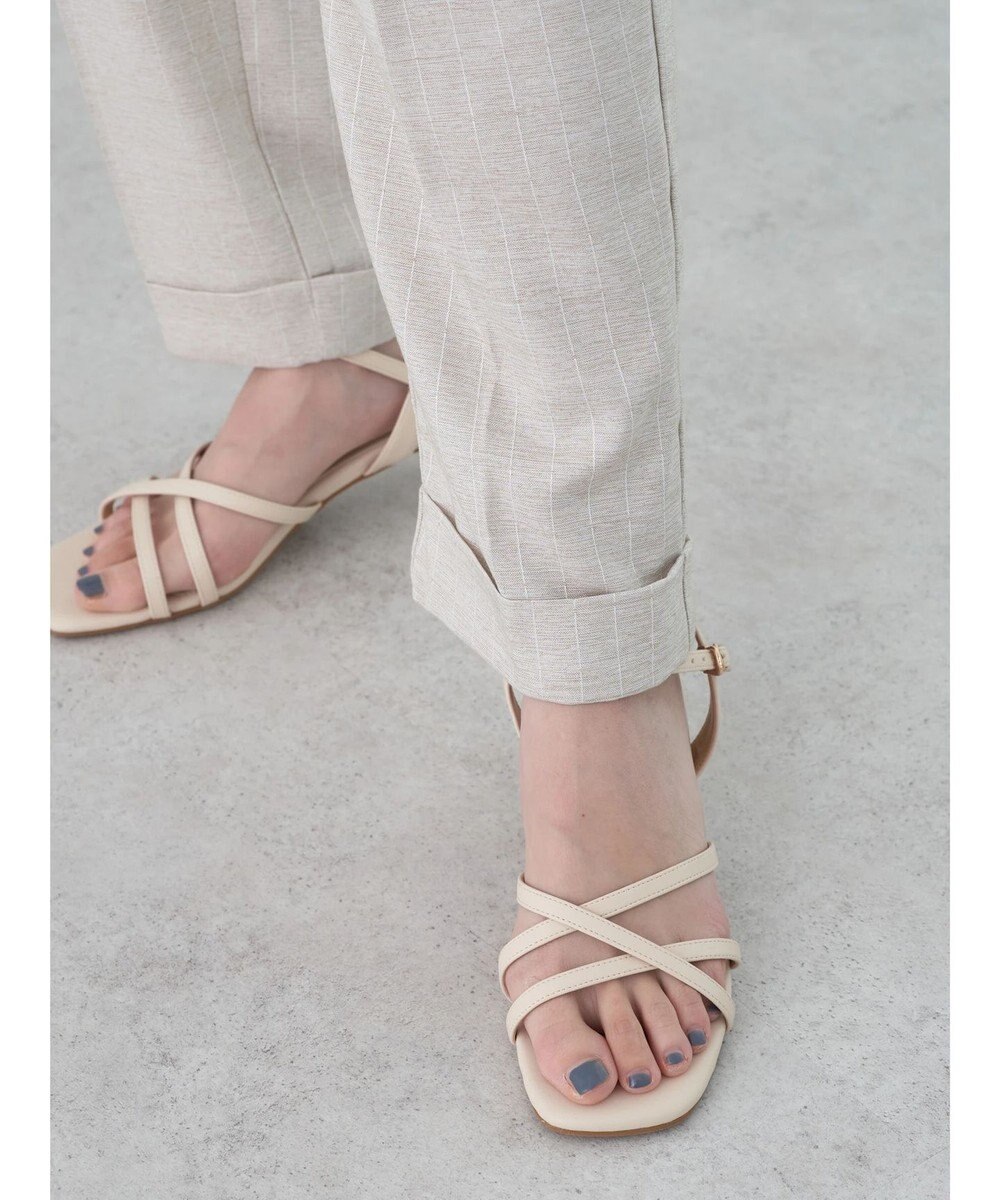 earth music&ecology リネンライクテーパードパンツ（ストライプ） 