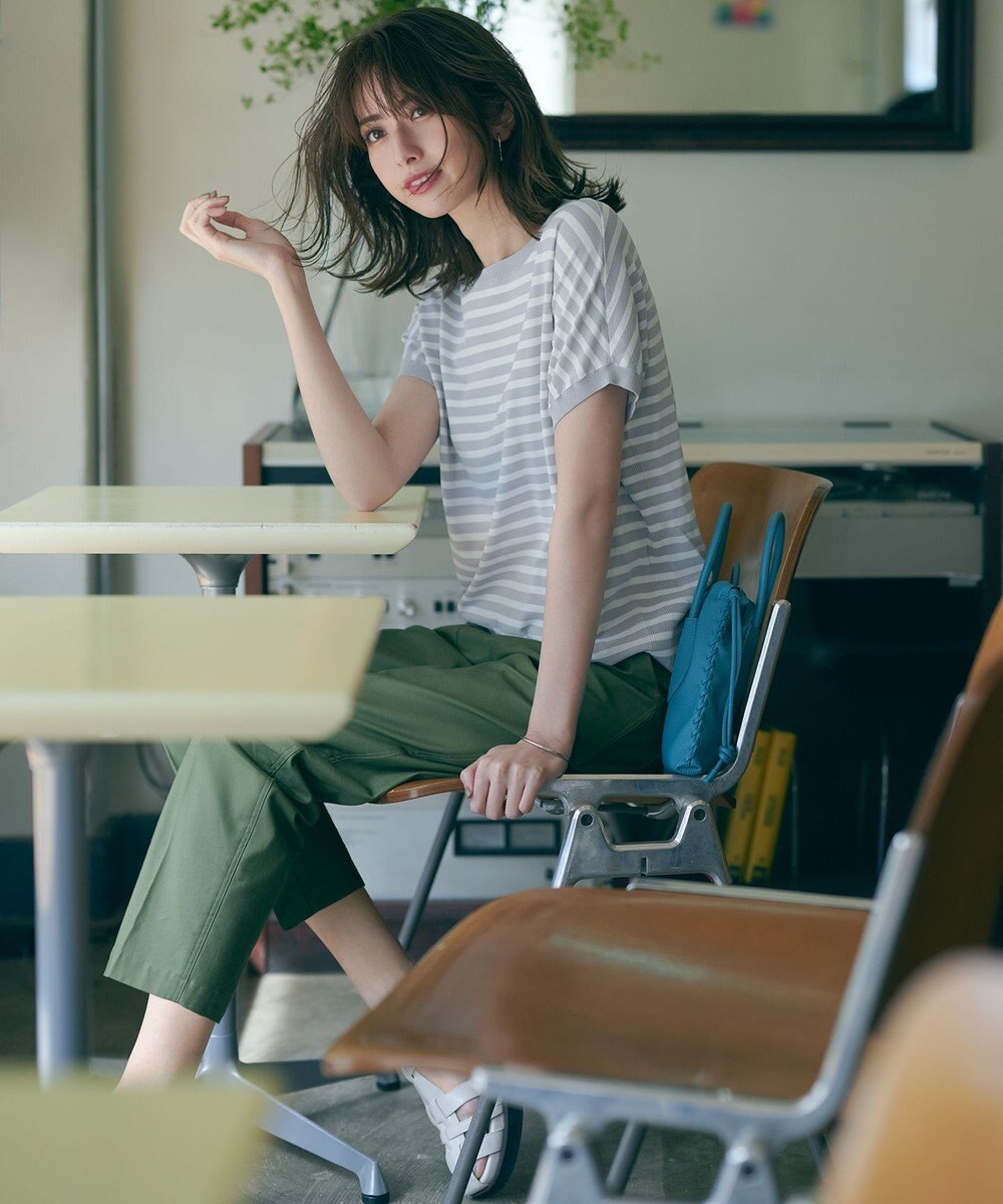 23区 L 【洗える/好評につき新色追加】レーヨンポリエステルストレッチ プルオーバー ニット 