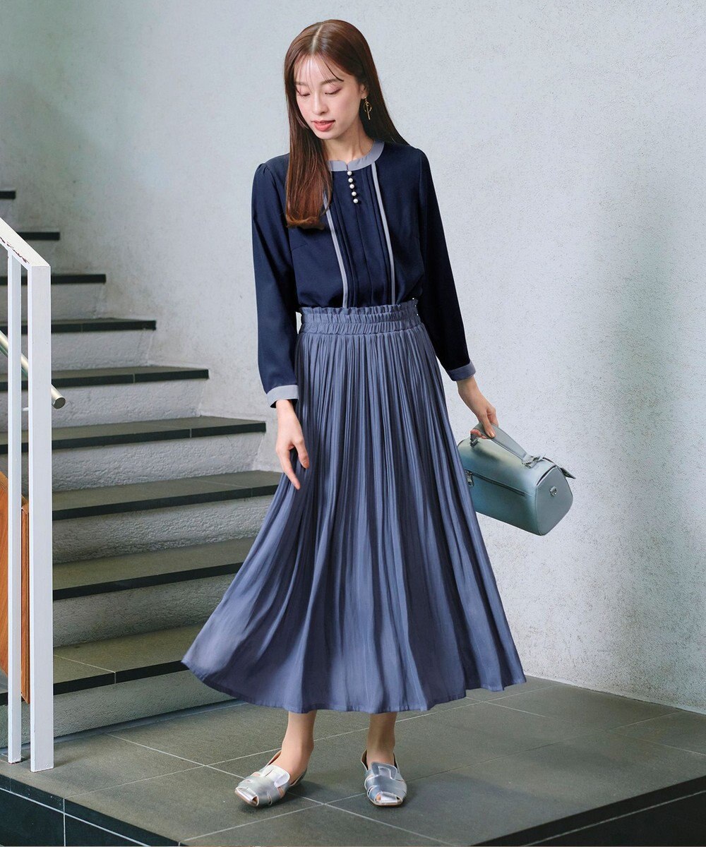 Tiaclasse 【安田美沙子さん着用・洗える】ヴィンテージサテンプリーツスカート 