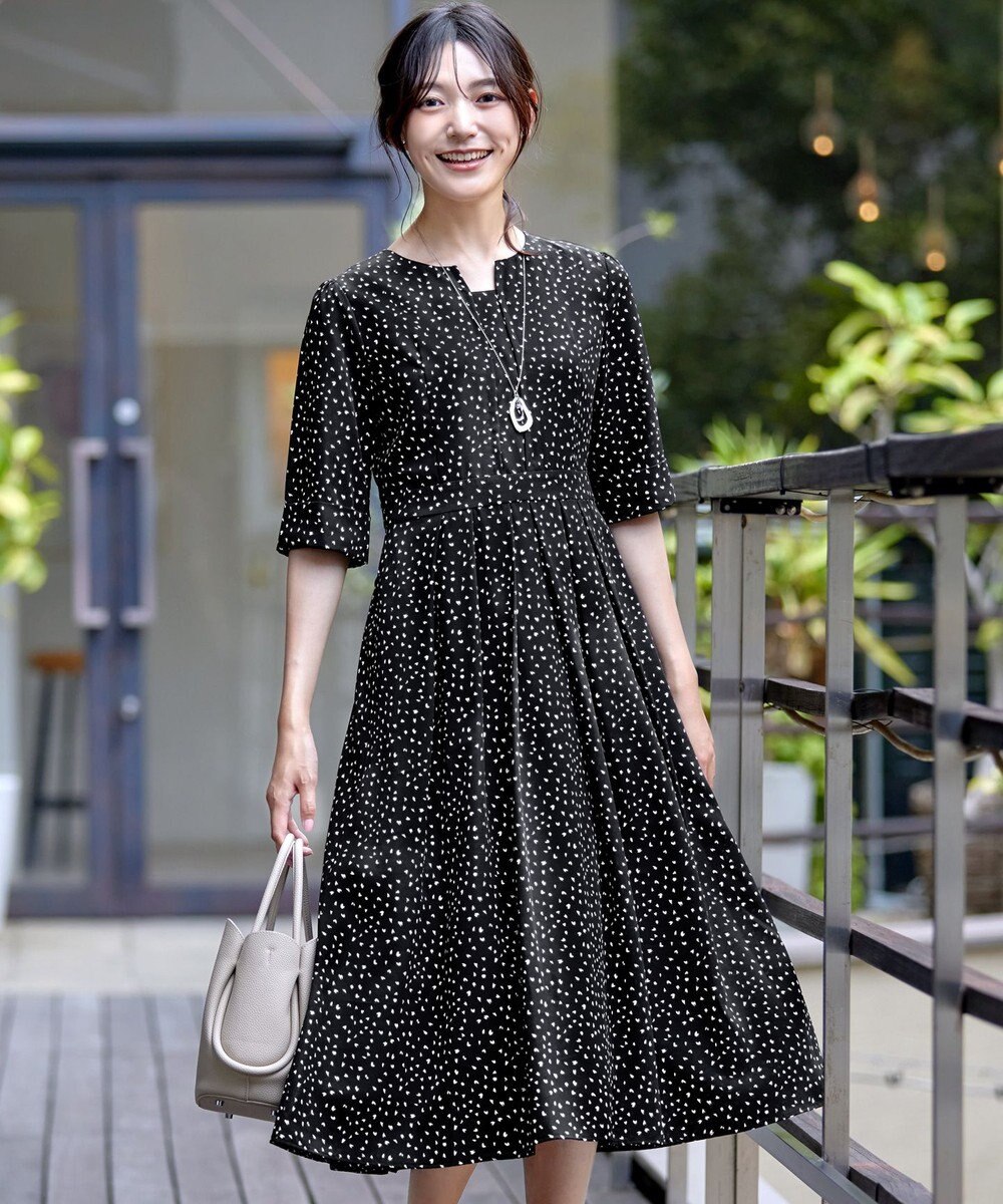 Tiaclasse L 【洗える】変形ドット柄ワンピース 
