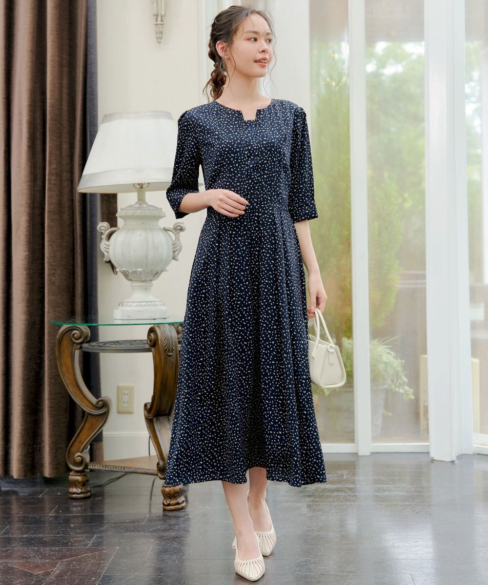 Tiaclasse L 【洗える】変形ドット柄ワンピース 