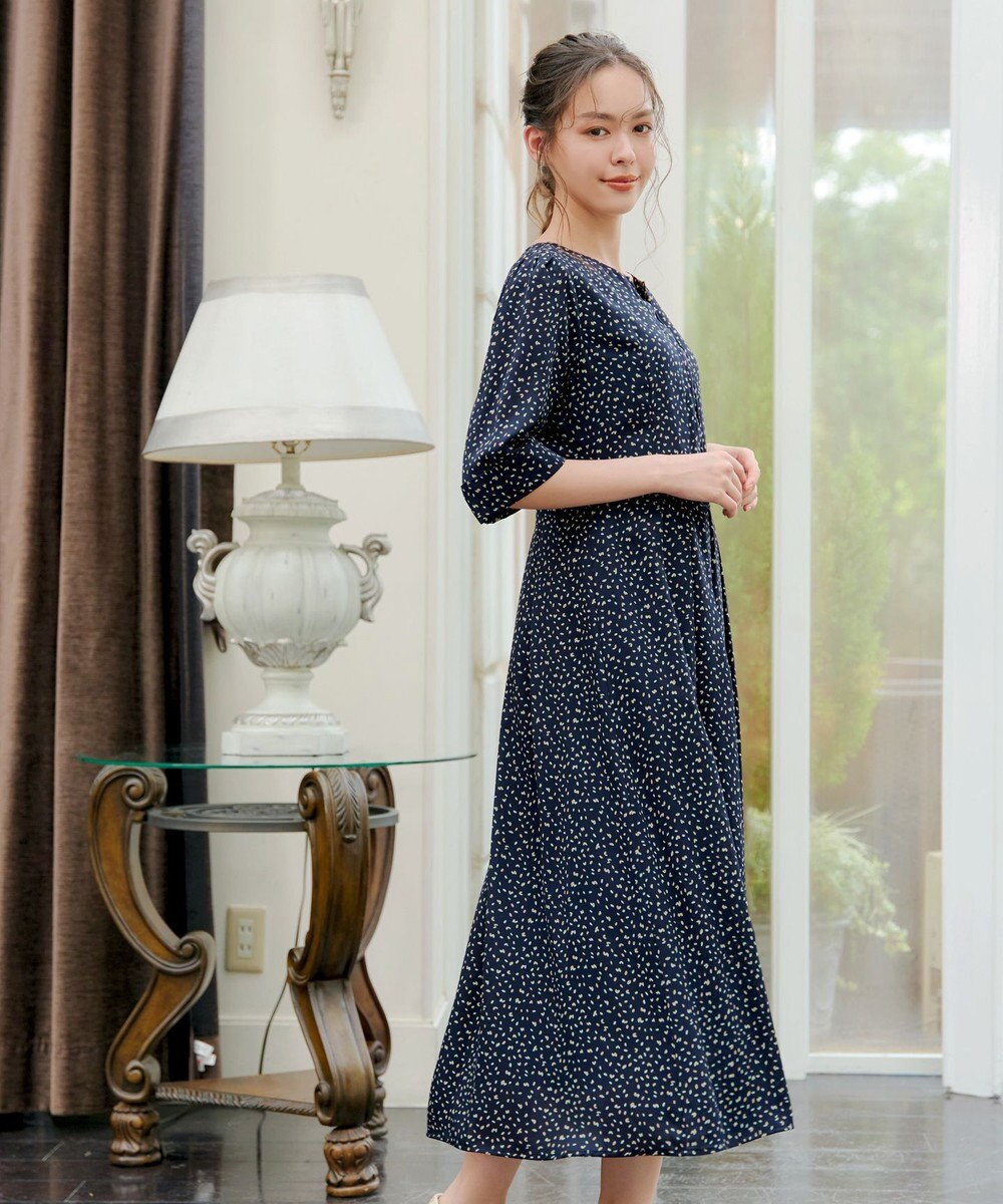 Tiaclasse L 【洗える】変形ドット柄ワンピース 