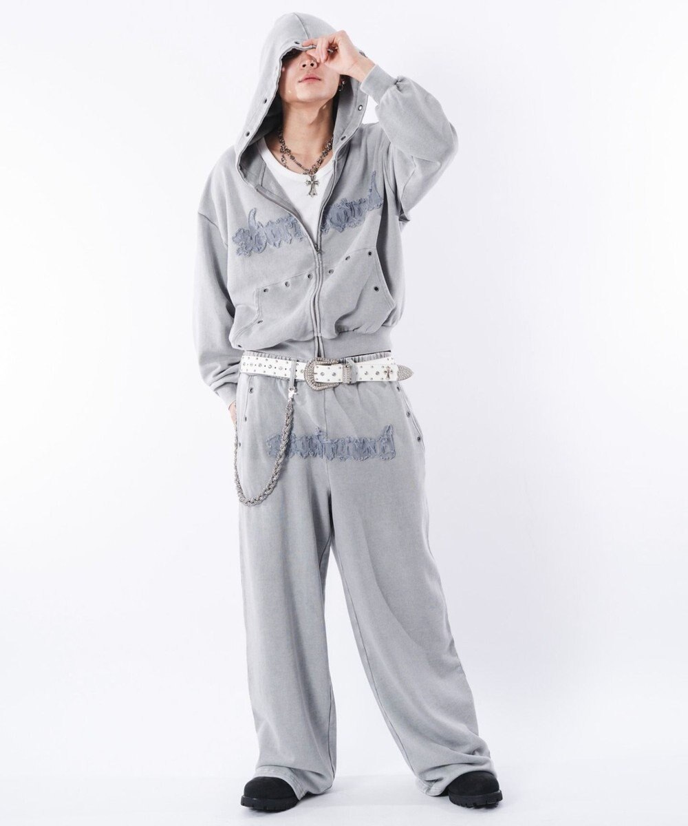 WEGO 【ウエストゴム/ユニセックス着用ITEM】ブリーチハトメスウェットパンツ 