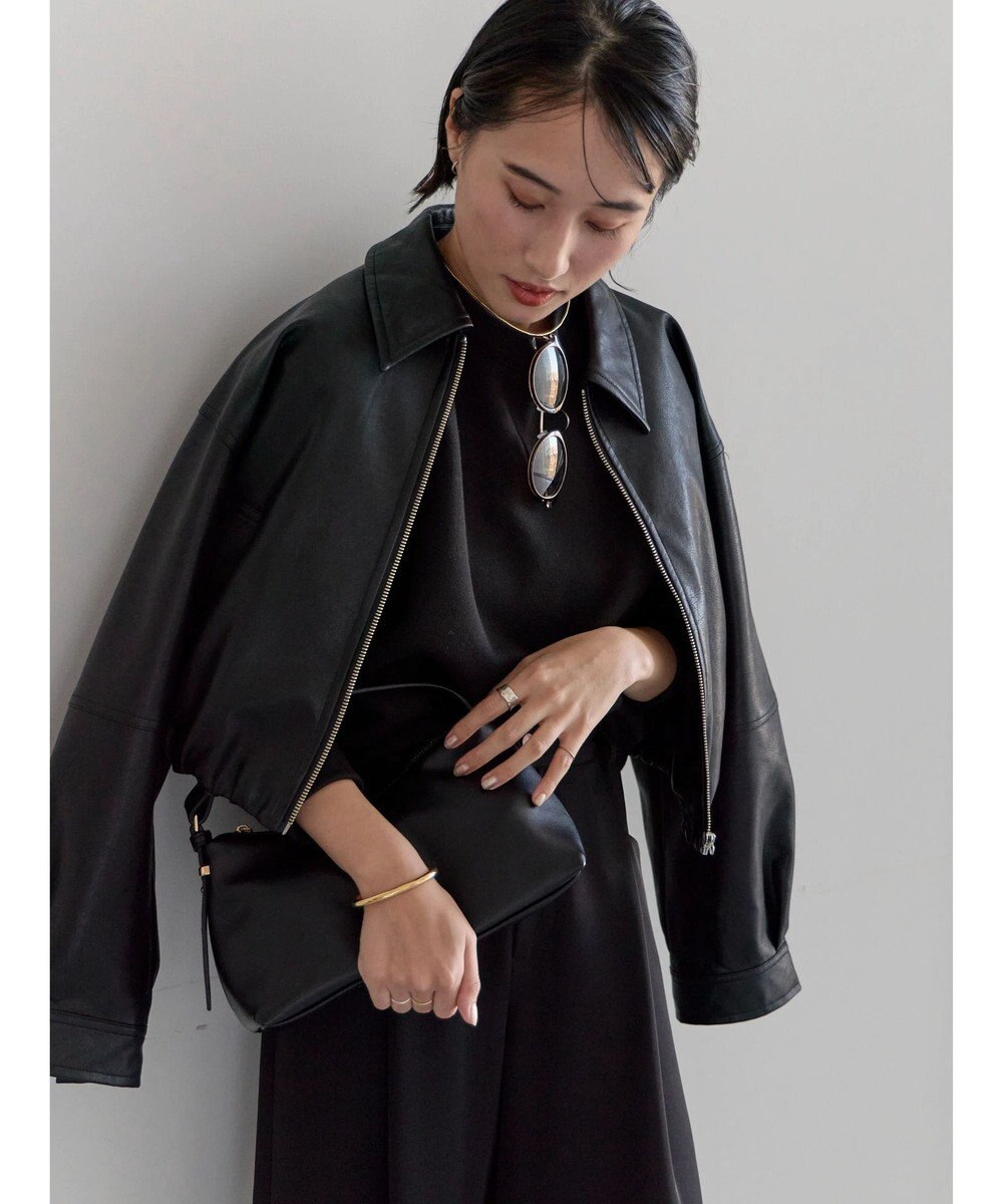 Te chichi フェイクレザークロップドブルゾン 