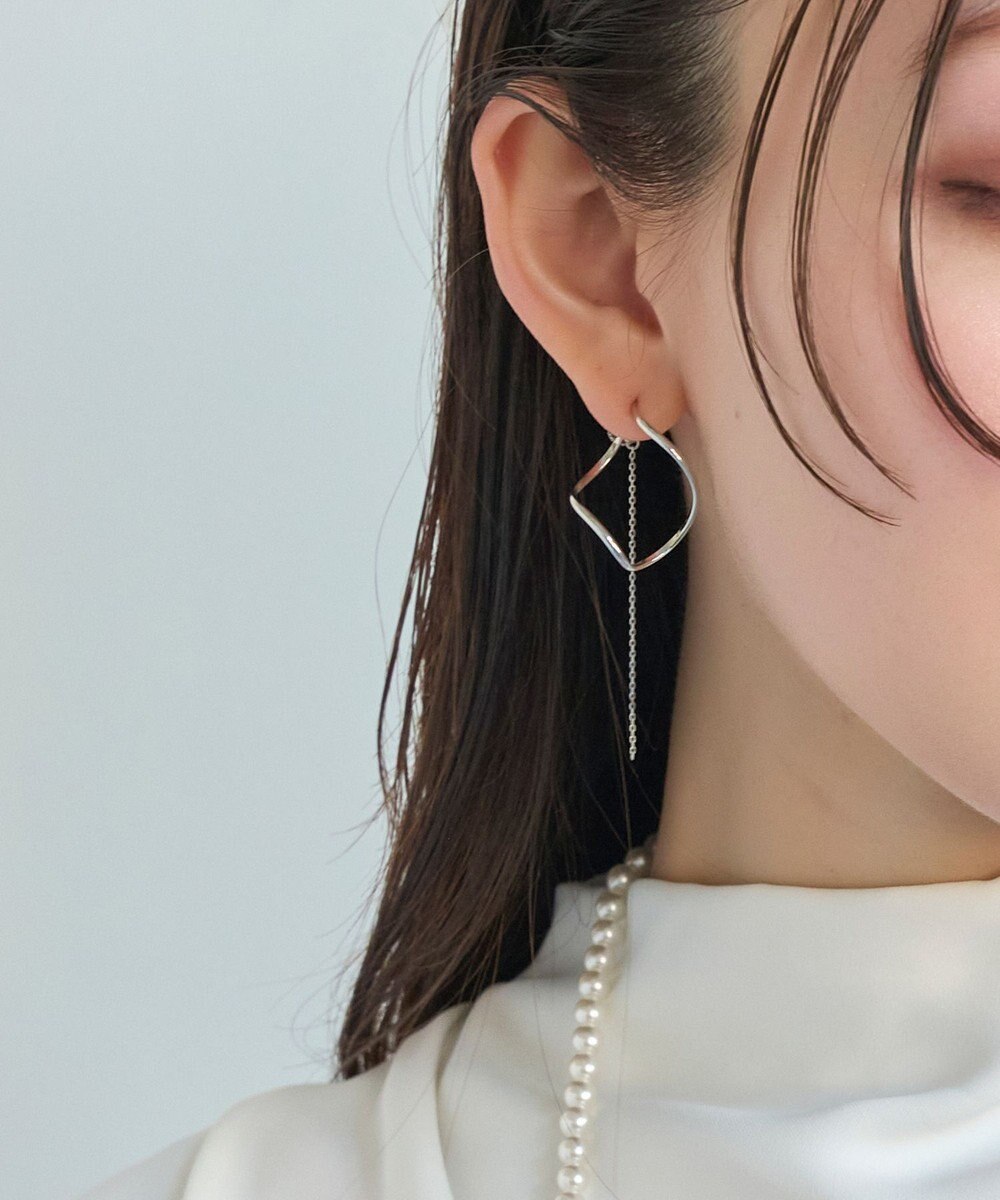 Phoebe 2wayグレースツイストラインイヤリング　シルバー 
