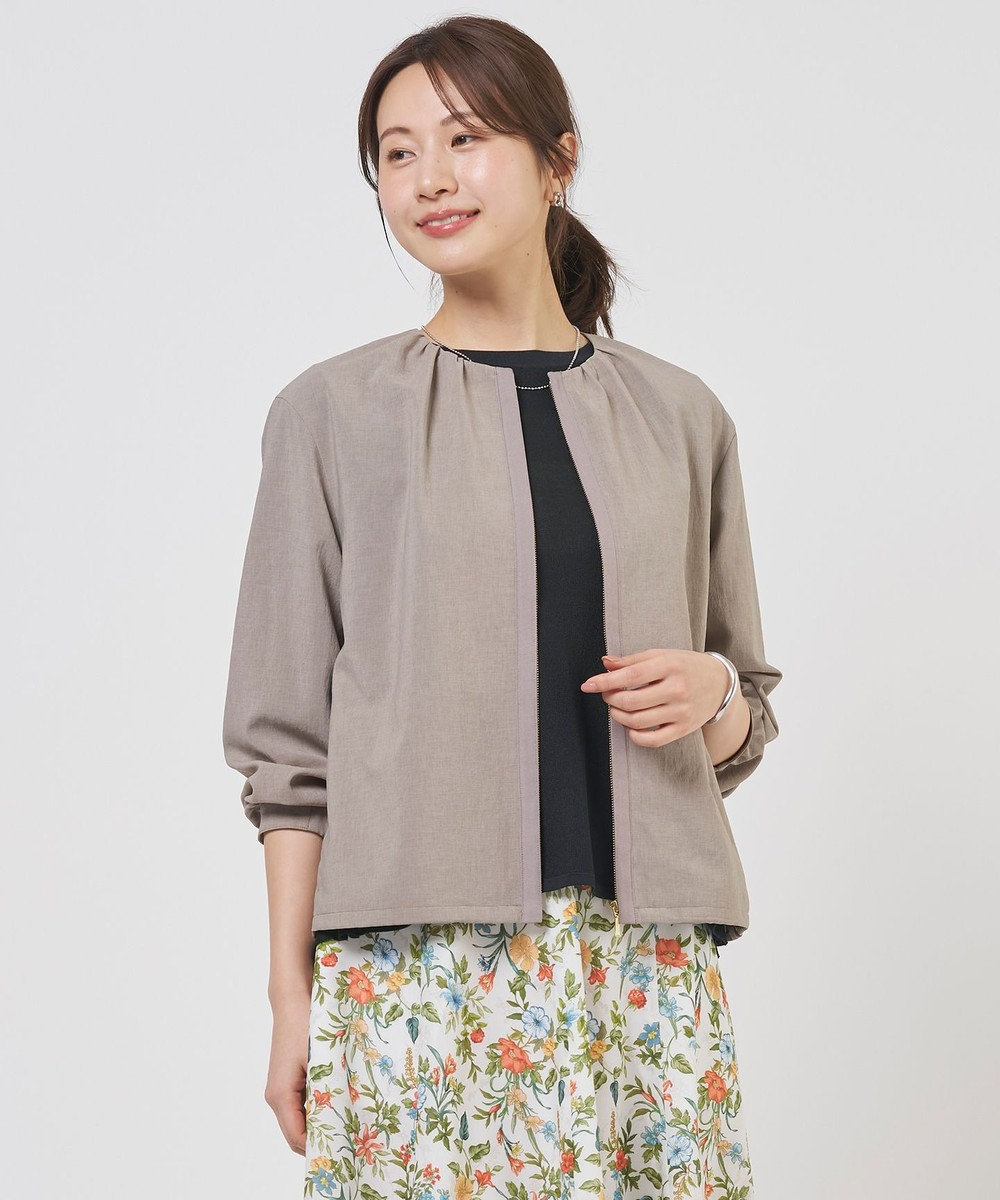 J.PRESS LADIES BREEZE COOL トロ ノーカラー ブルゾン 