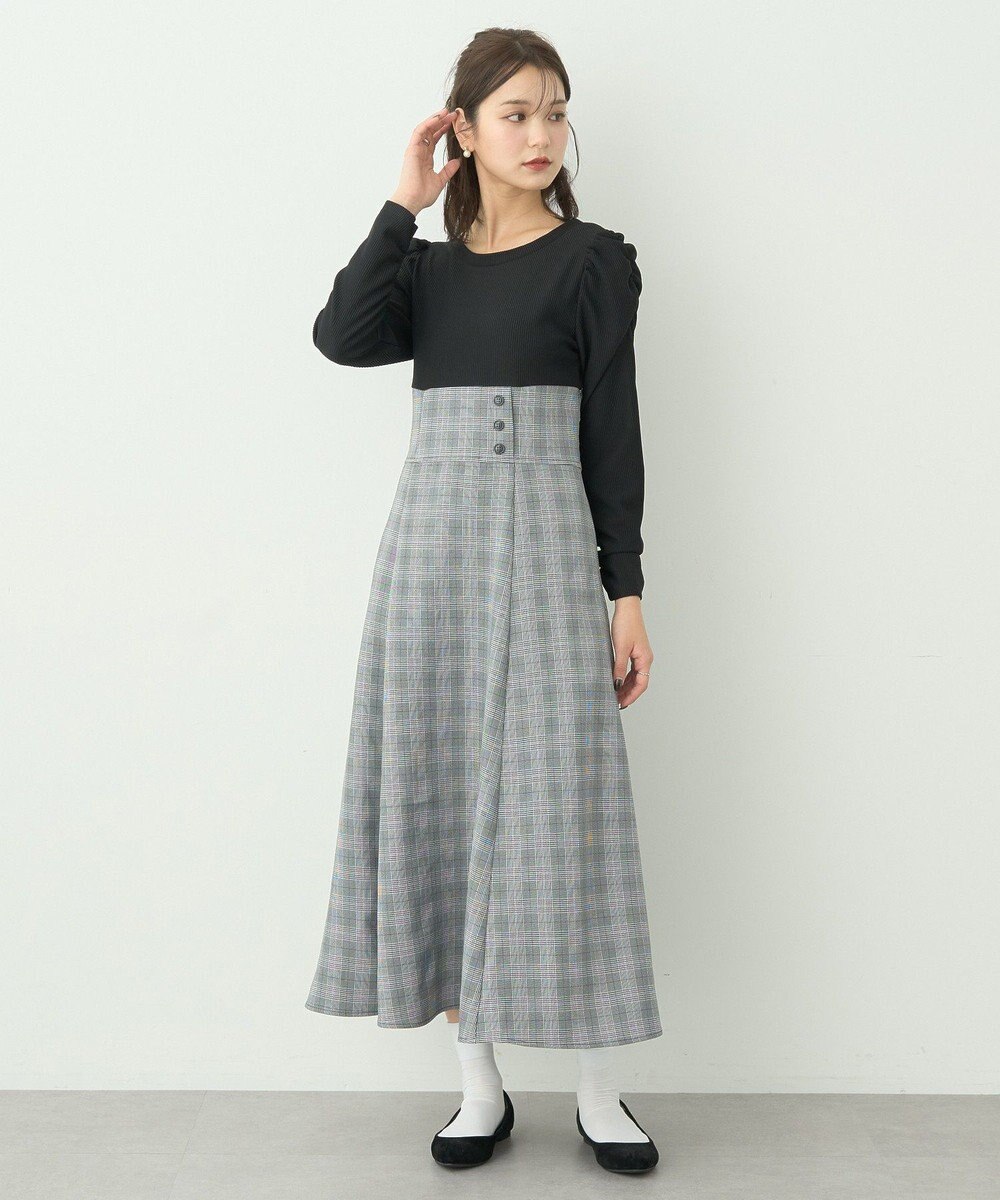 earth music&ecology リブカットソードッキングワンピース 