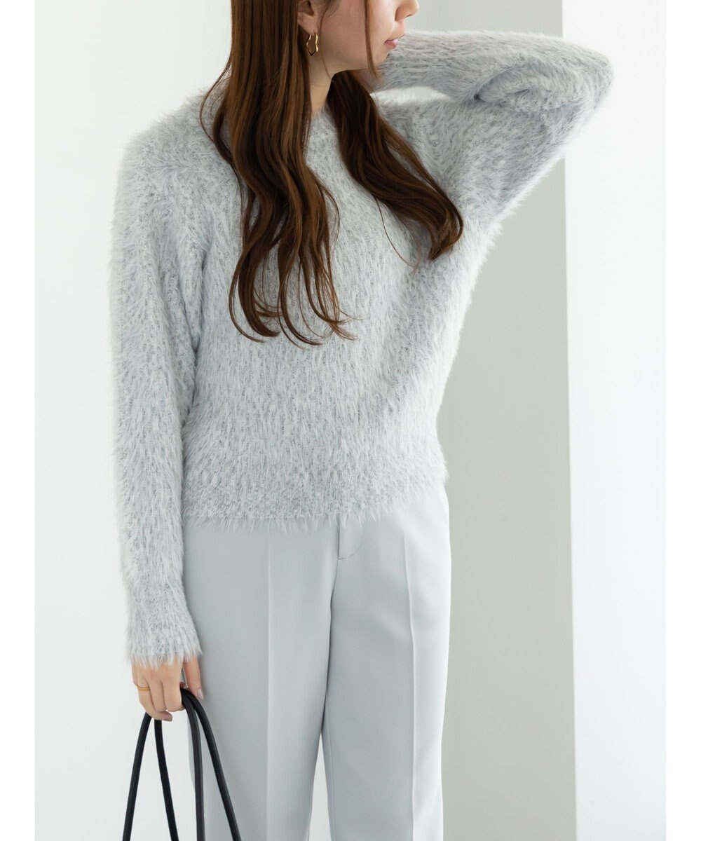 Te chichi シャギーヤーンロングスリーブニット 