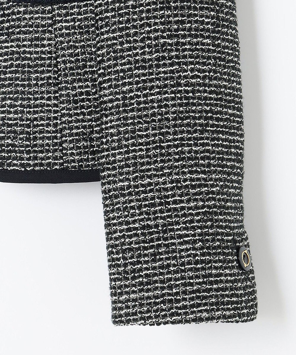 ANY SIS シャイニーストレッチツイード ノーカラージャケット 